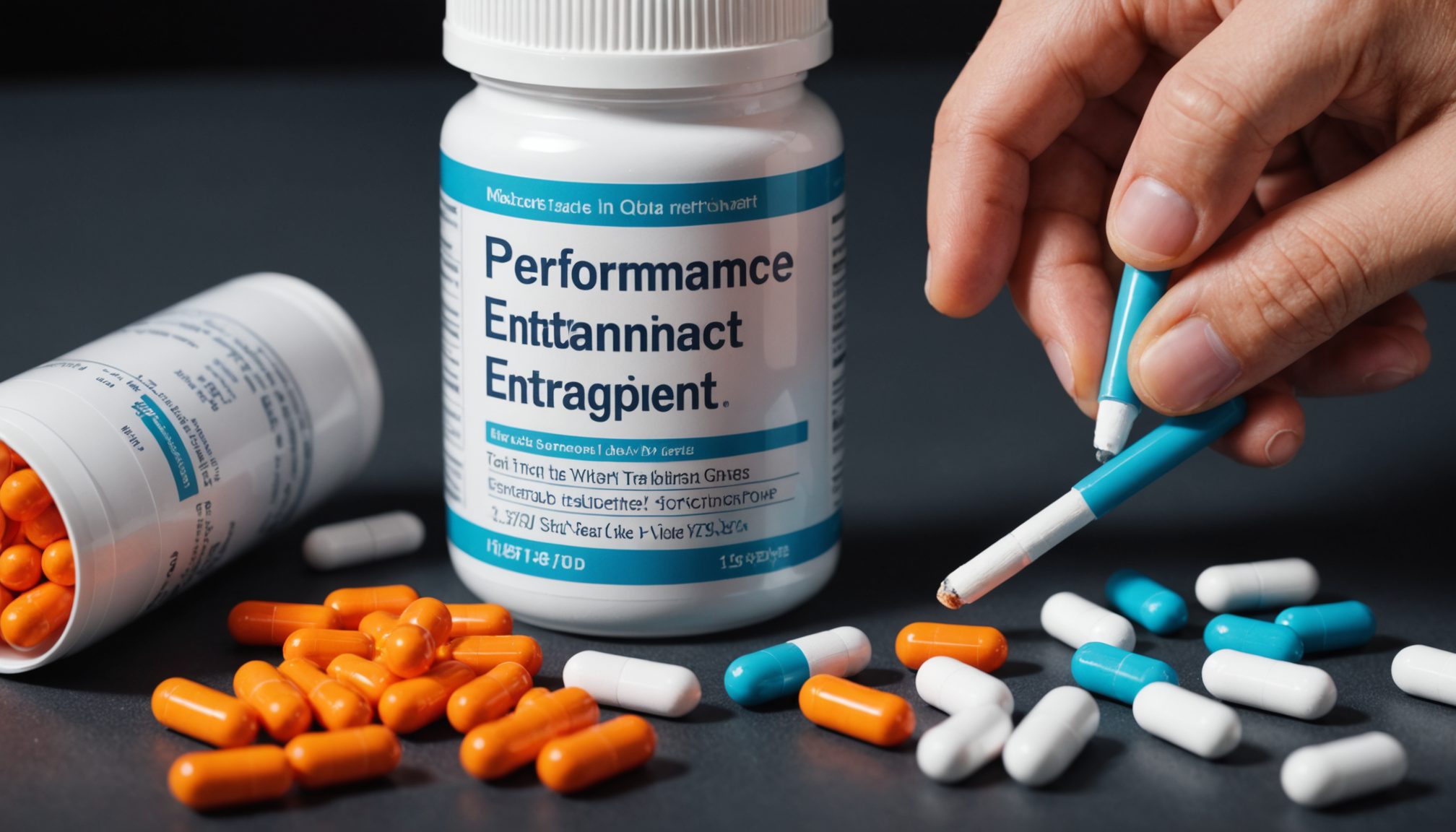 Educational illustration explaining performance enhancement drugs, their effects on the body, and health risks